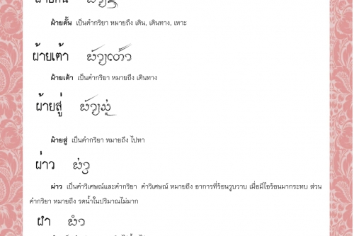 ผ้าย ผ้ายดั้น  ผ้ายเต้า  ผ้ายสู่ ผ่าว ผำ - 14 ธันวาคม 2564